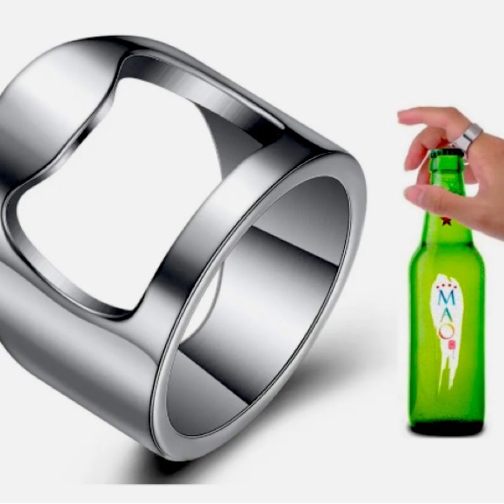 Men’s Stainless Steel Bottle Opener Ring Beer Drink Soda Opener Men’s Gift